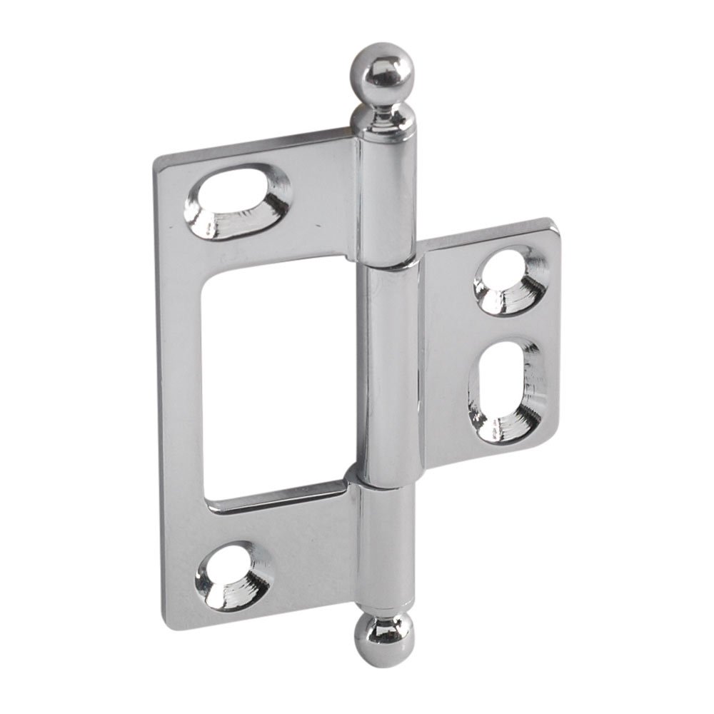 Non-Mortised Decorative Butt Hinge with Ball Finial in Polished Chrome