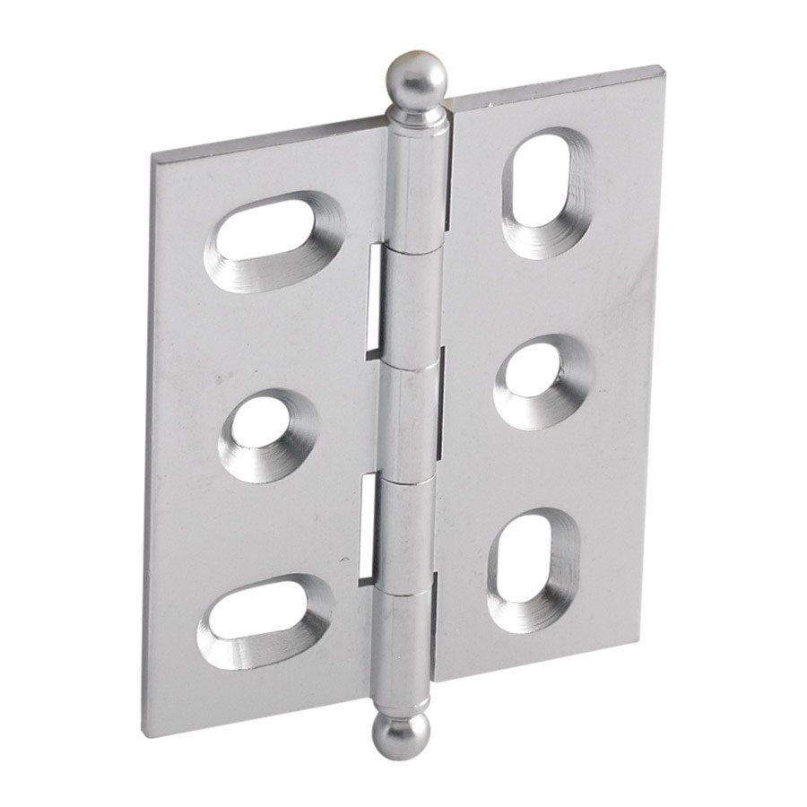 Mortised Decorative Butt Hinge with Ball Finial in Satin Chrome