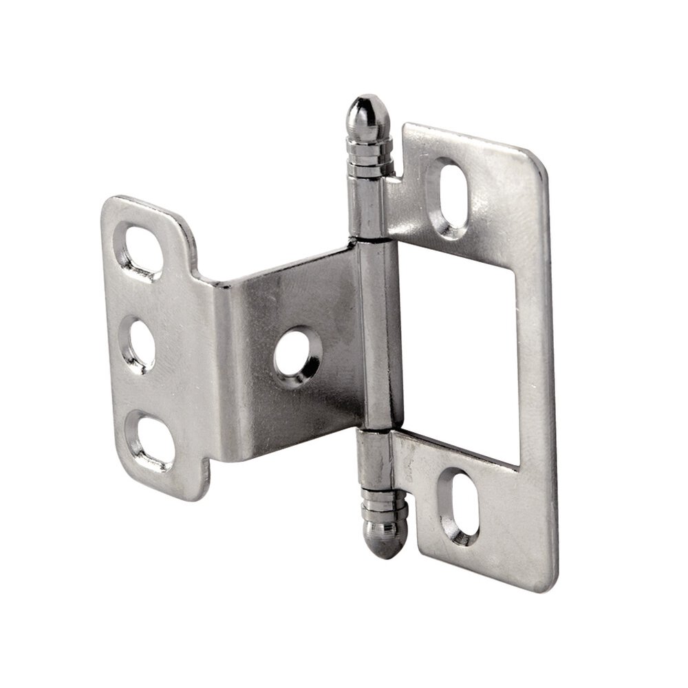 Partial Wrap Non-Mortise Decorative Butt Hinge with Ball Finial in Matte Nickel
