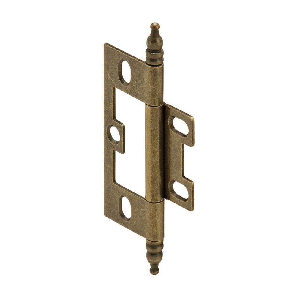 Non-Mortise Decorative Butt Hinge with Minaret Finial in Antique Brass