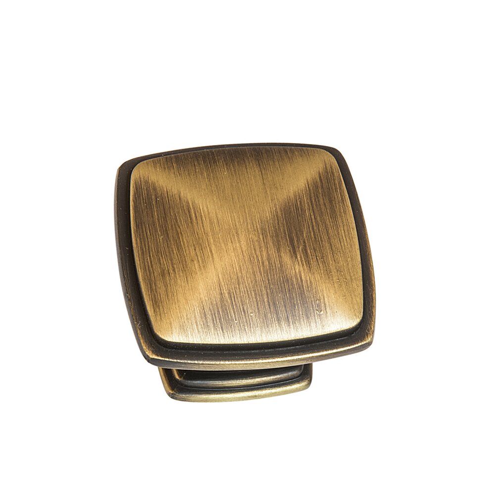 1 1/4" Square Knob in Antique Satin/Brushed Brass