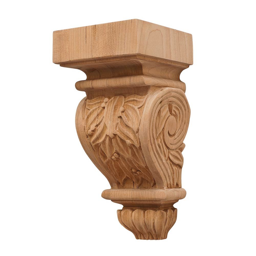 6" Tall Hand Carved Wooden Corbel in Cherry