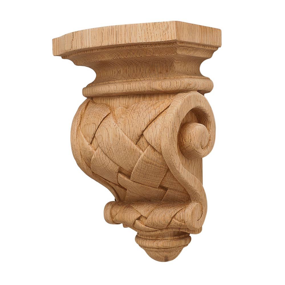 9" Tall Hand Carved Wooden Corbel in Oak