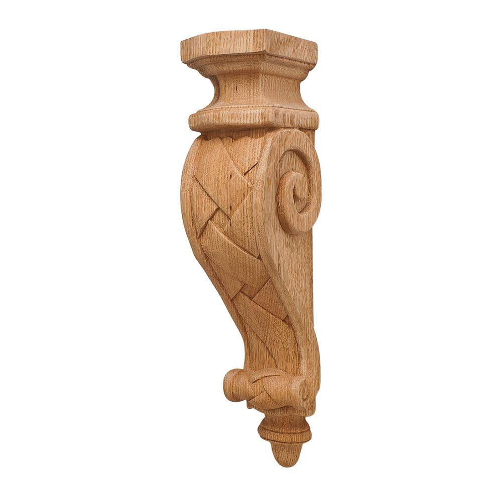 13" Tall Hand Carved Wooden Corbel in Oak