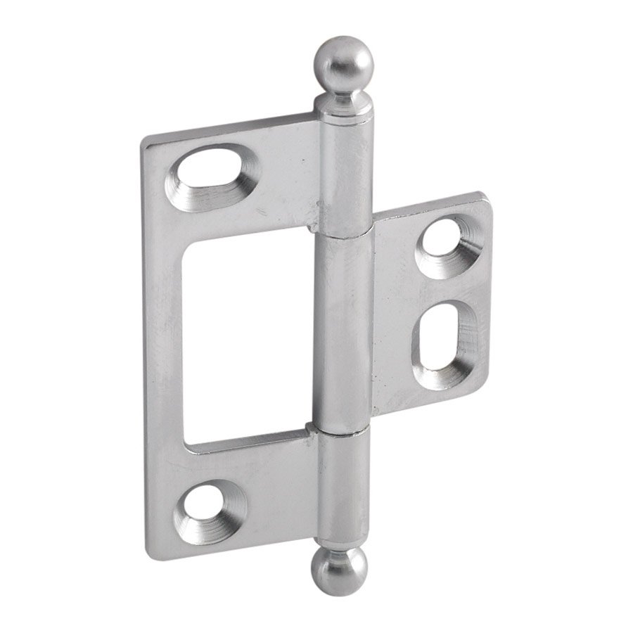 Non-Mortised Decorative Butt Hinge with Ball Finial in Satin Chrome