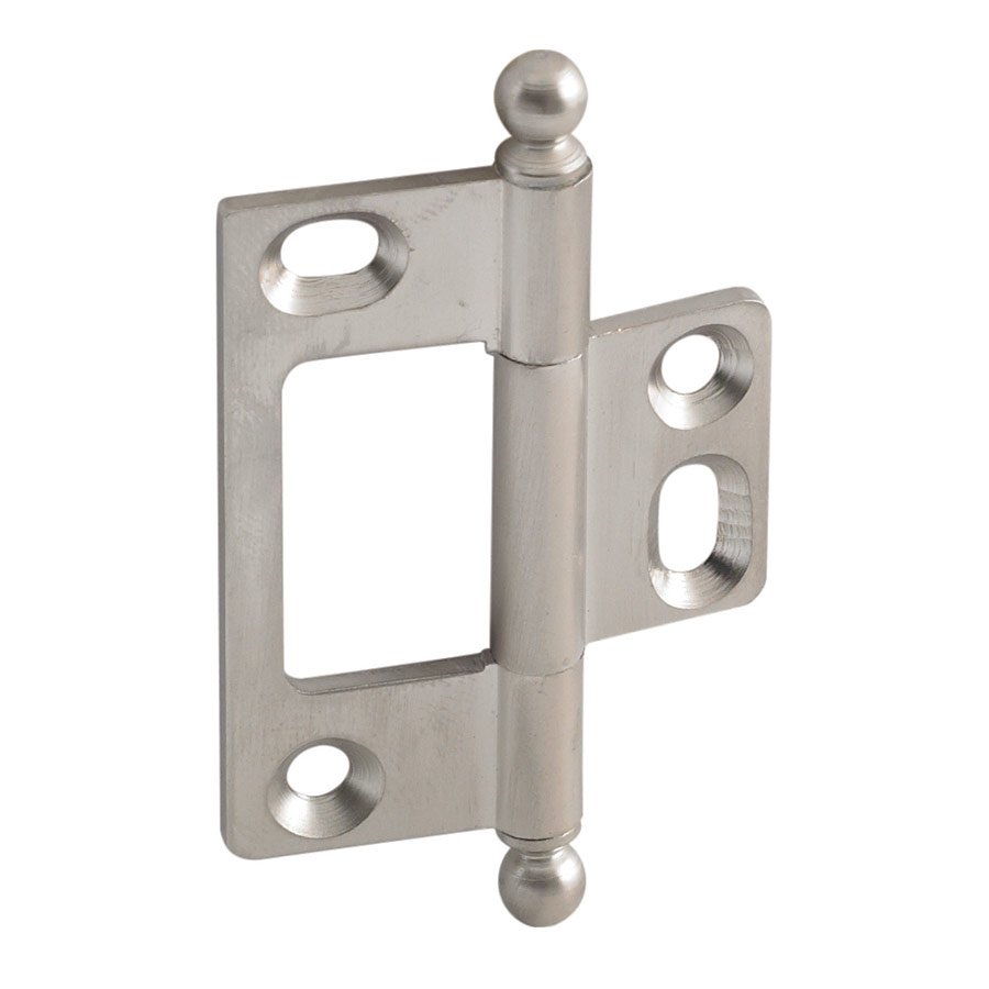 Non-Mortised Decorative Butt Hinge with Ball Finial in Brushed Nickel