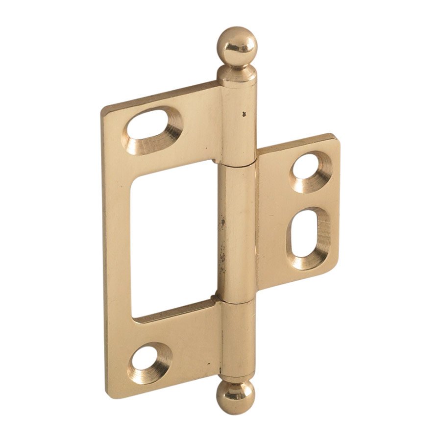 Non-Mortised Decorative Butt Hinge with Ball Finial in Polished Brass