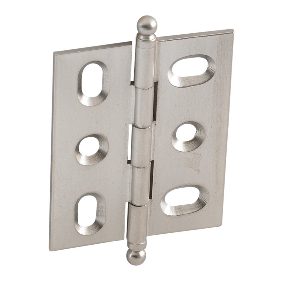 Mortised Decorative Butt Hinge with Ball Finial in Brushed Nickel