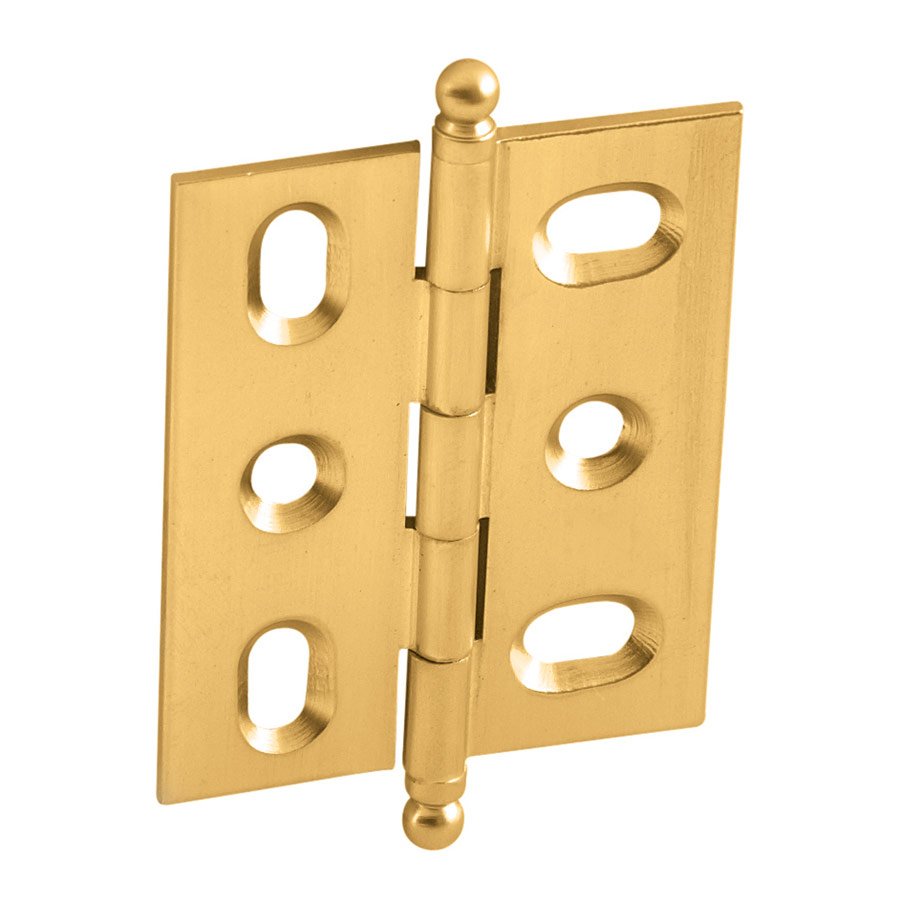Mortised Decorative Butt Hinge with Ball Finial in Polished Brass