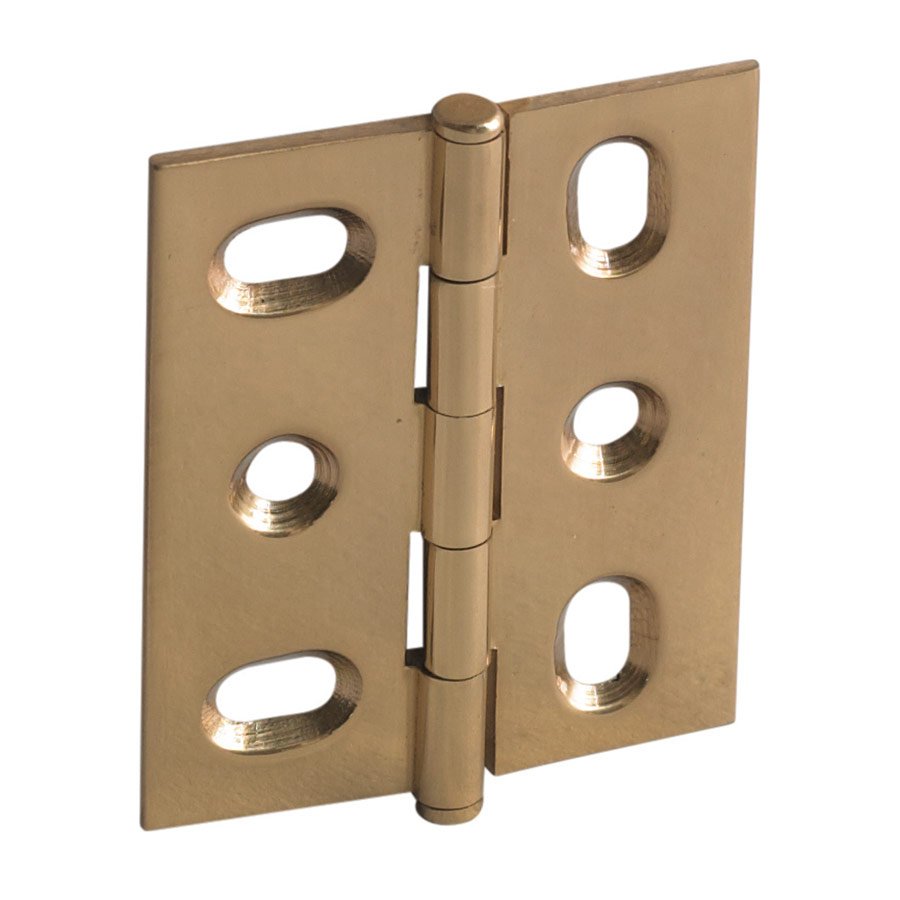 Mortised Decorative Butt Hinge with Button Finial in Polished Brass