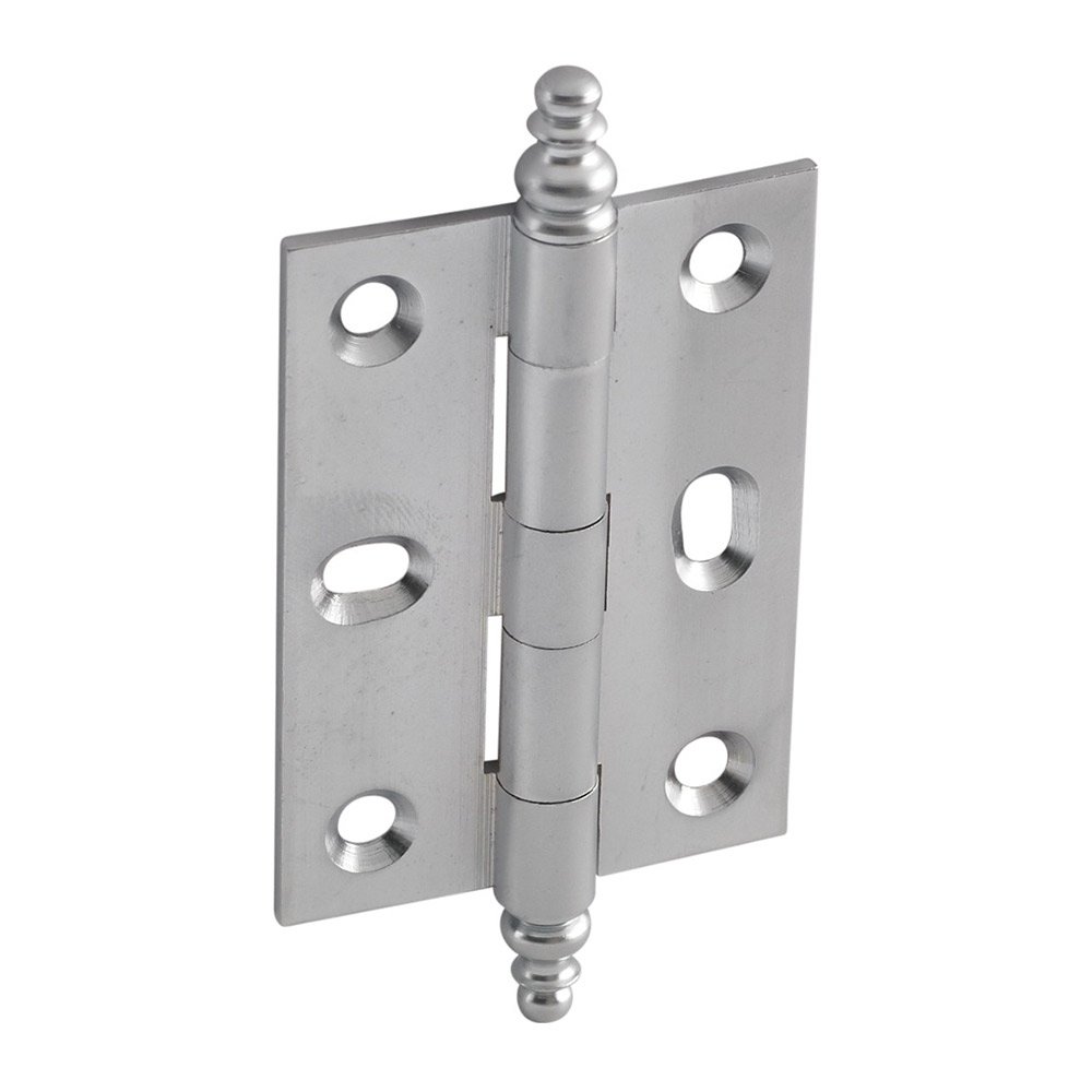 Mortised Decorative Butt Hinge with Minaret Finial in Satin Chrome