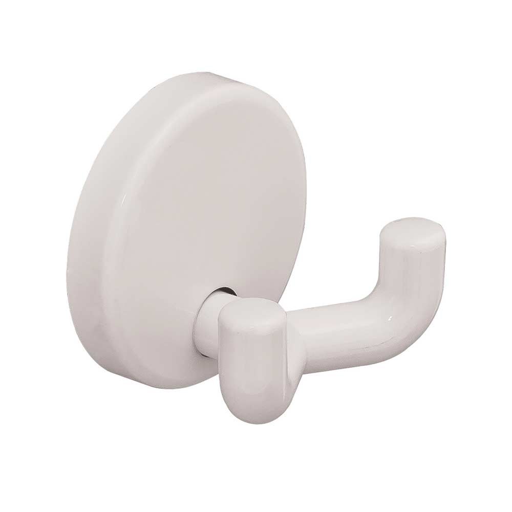 Plastic Wall Mounted Double Hook in White