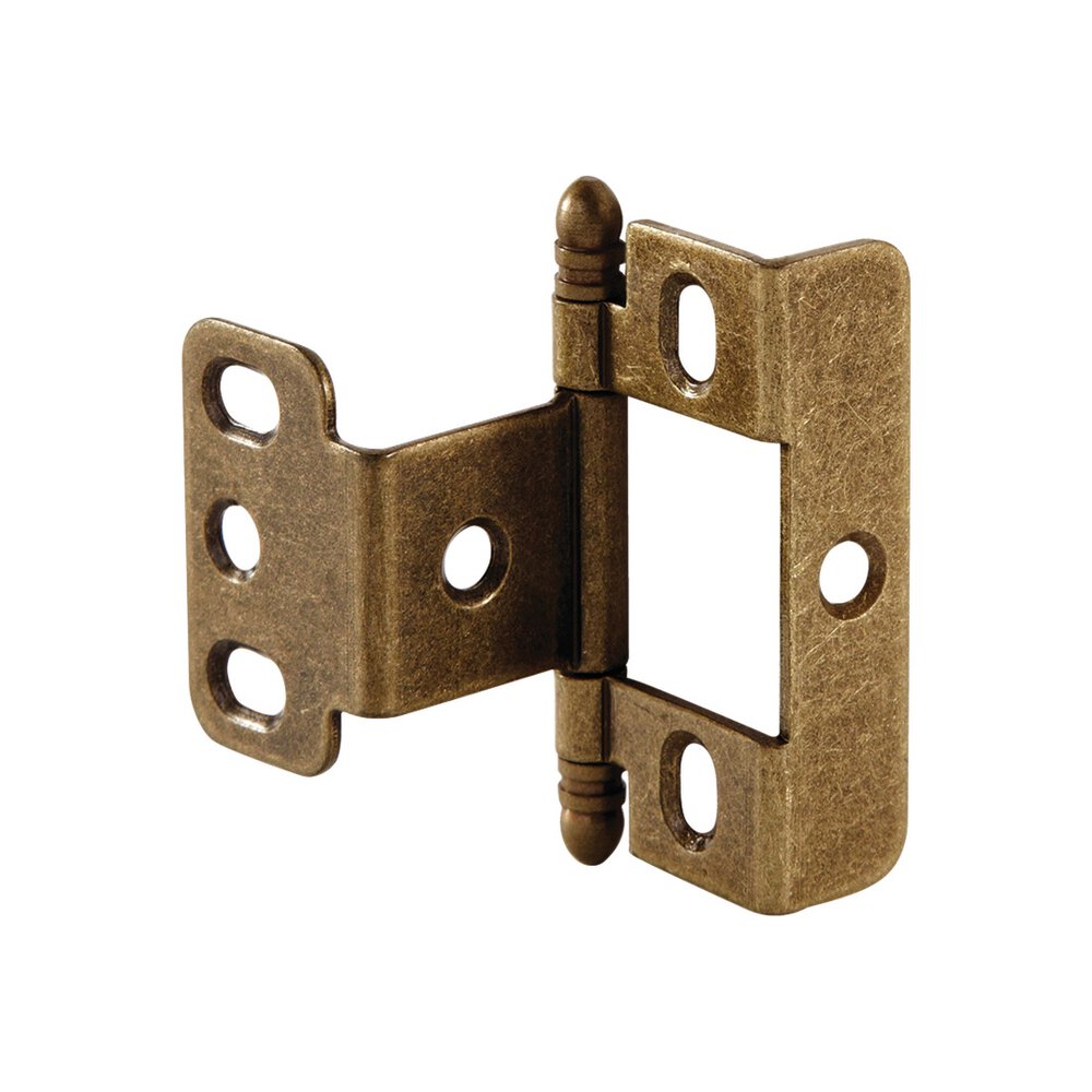 Full Wrap Non-Mortise Decorative Butt Hinge with Ball Finial in Antique Brass